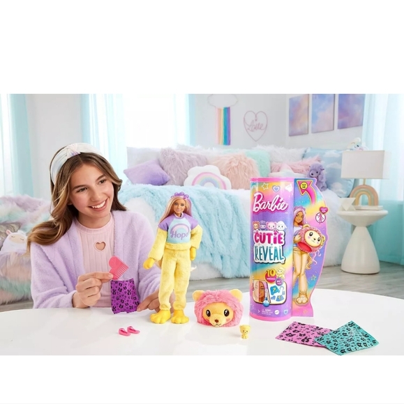 Barbie Cutie Reveal SLOTH Plush Costume Doll with 10 Surprises & Mini Pet - Picture 2 of 6